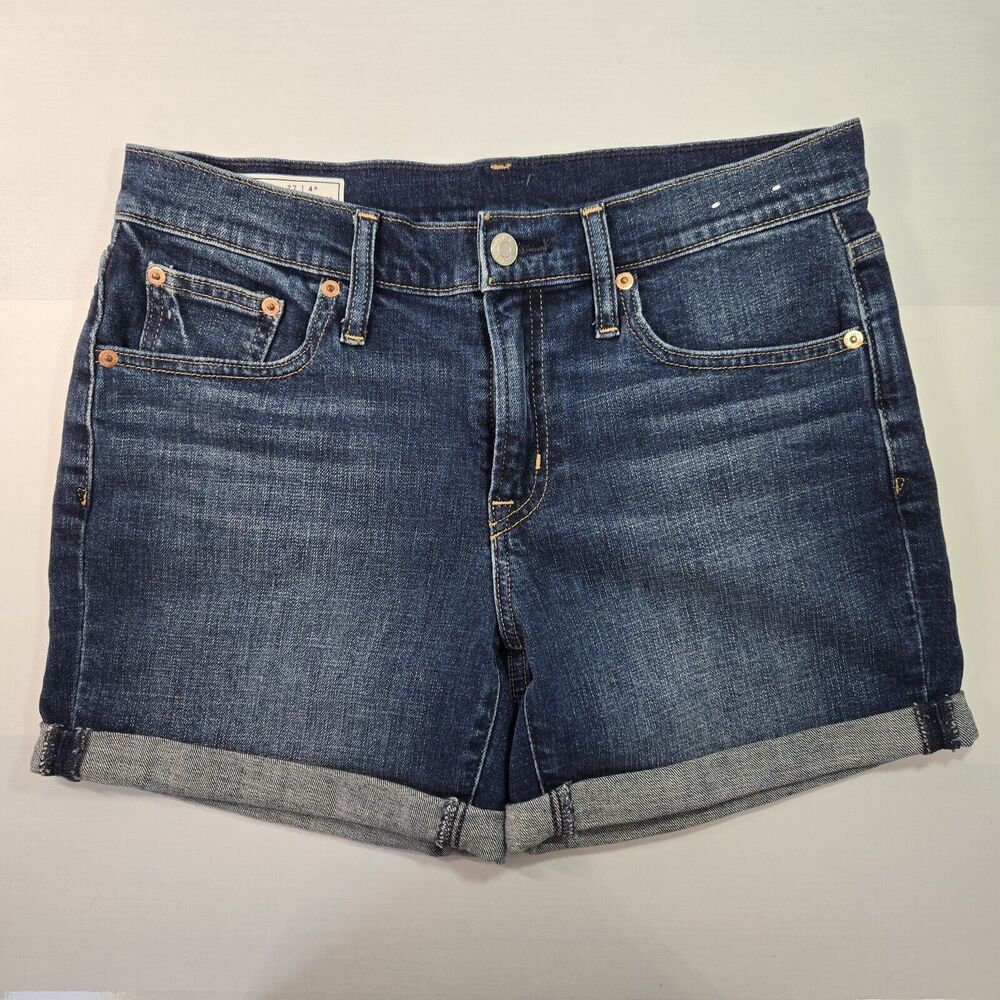 GAP 5" Girlfriend Dark Denim Short Mid Rise 27 / 4 Regular Roll Up Hem